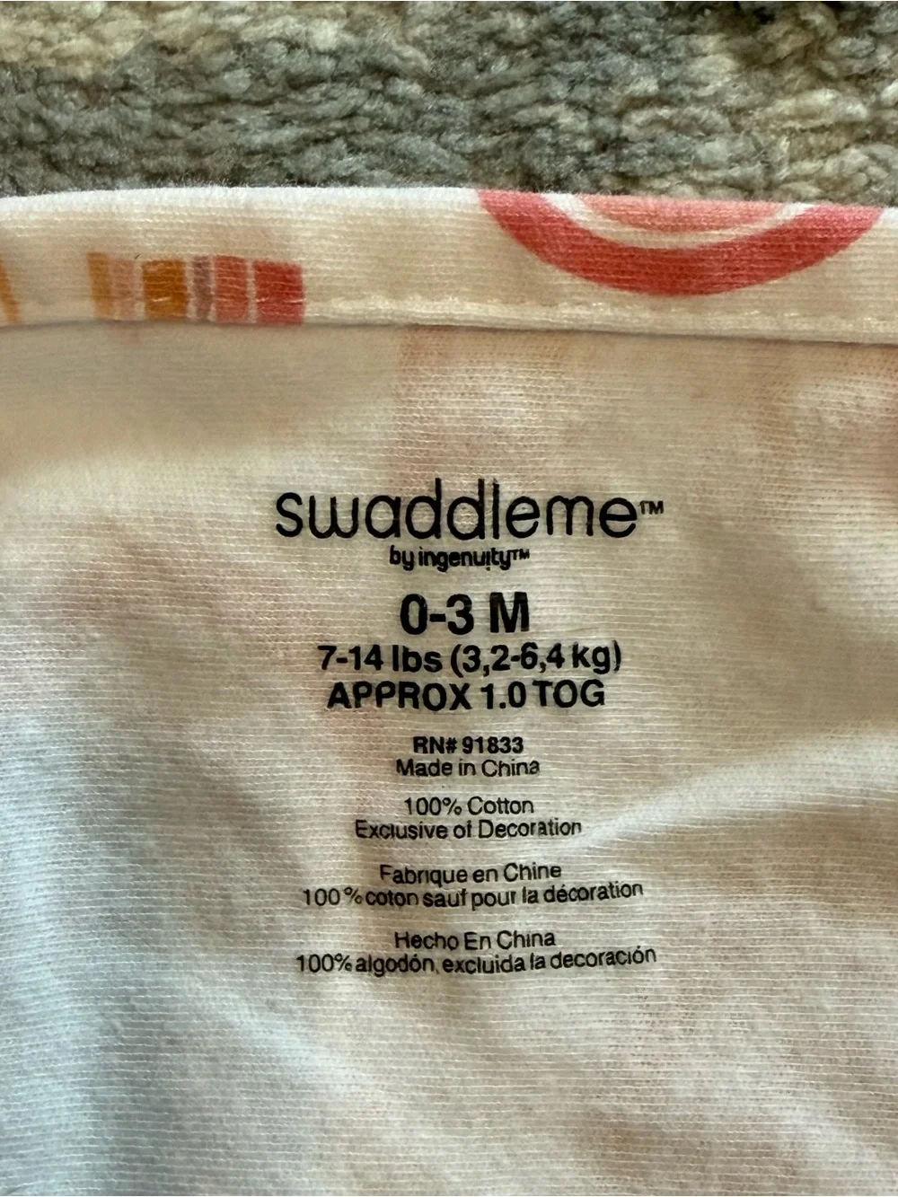 SwaddleMe Ingenuity Swaddle Set 0-3M Pink Hearts Rainbow Cotton Lot of 2